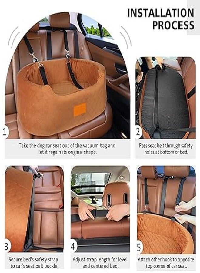 BLESSING PET SUPPLY Dog Car Seat for Small & Medium Dogs, Elevated Dog Booster Seat, Detachable and Washable Pet Car Seat (Dog Booster Car Seat Back, Brown) - Image 3